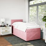 vidaXL Sommier à lattes de lit avec matelas Rose 90x200 cm Velours