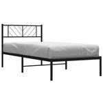 vidaXL Cadre de lit métal sans matelas avec tête de lit noir 90x190 cm
