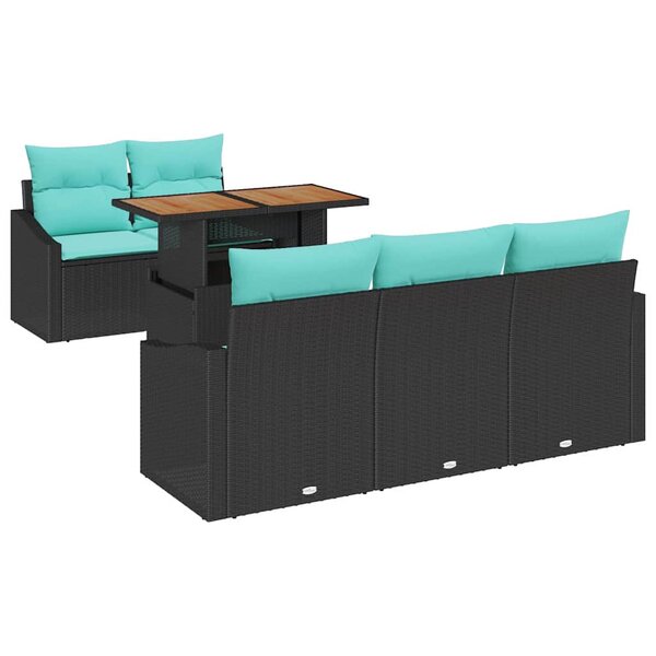 vidaXL Ensemble de salle à manger pour jardin 6 Pièces Noir et Sarcelle