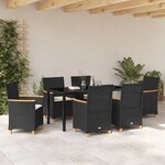 vidaXL Ensemble de salle à manger pour jardin 7 Pièces Noir polyrotin