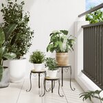 vidaXL Supports pour plantes 3 Pièces terre cuite et blanc céramique