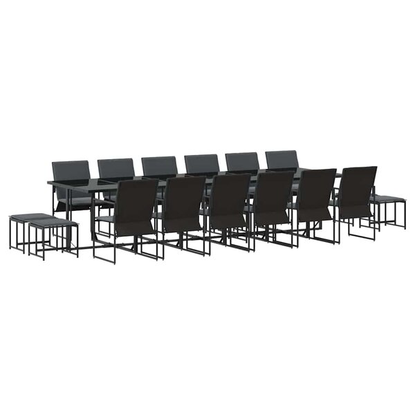 vidaXL Ensemble de salle à manger pour jardin 17 Pièces Noir Acier