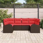 vidaXL Ensemble de canapé de jardin 6 Pièces Marron Poly Rattan