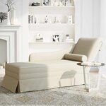 vidaXL Fauteuil long avec traversin et accoudoir droit crème velours