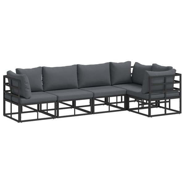vidaXL Ensemble de canapé de jardin 5 pc Noir Aluminium