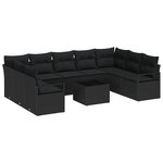 vidaXL Ensemble de canapé de jardin avec coussin 10 Pièces Noir