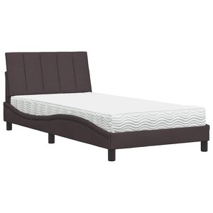 vidaXL Lit avec matelas Hanko marron foncé 100x200 cm tissu