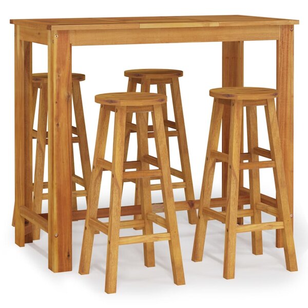 vidaXL Ensemble de bar de jardin 5 Pièces bois d'acacia solide