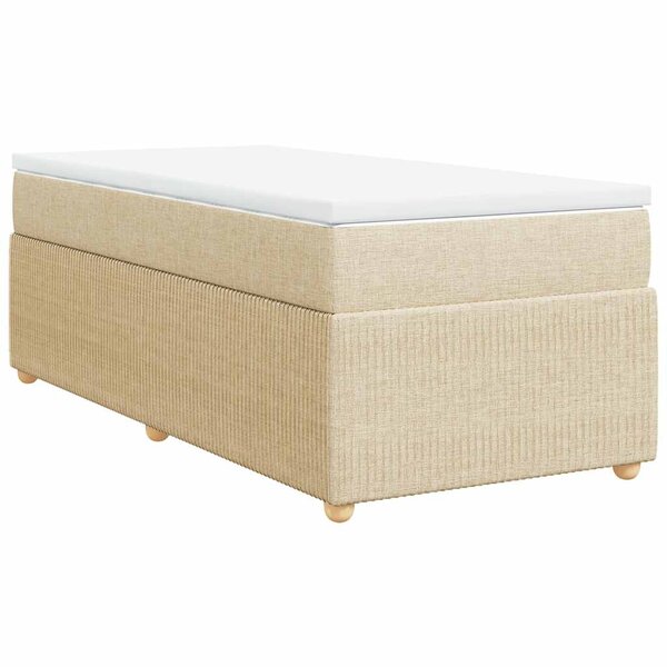 vidaXL Sommier à lattes de lit avec matelas Crème 100x200 cm Tissu