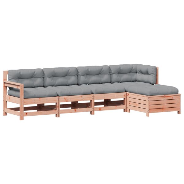 vidaXL Salon de jardin 5 Pièces avec coussins bois massif douglas