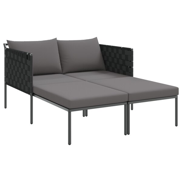 Transat vidaXL avec coussins pour 2 personnes Anthracite 115x153x69 5 cm Acier