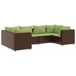 vidaXL Salon de jardin 6 Pièces avec coussins Marron Résine tressée
