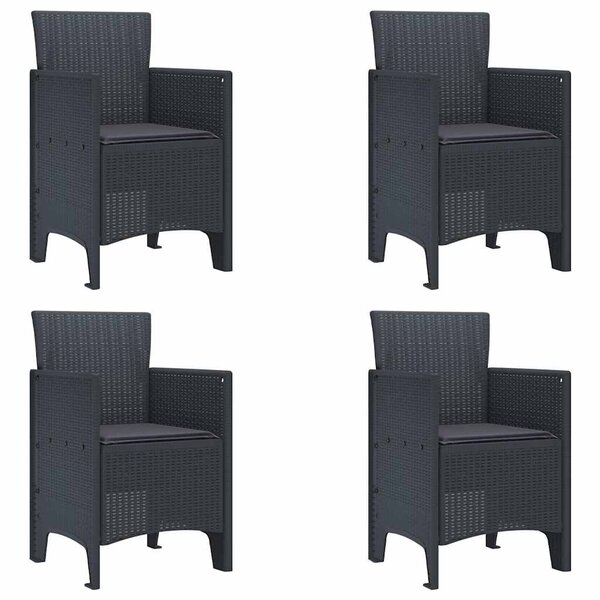 vidaXL Chaise de jardin 4 Pièces Anthracite 53 x 49 x 85 cm PP