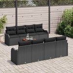 vidaXL Ensemble de canapé de jardin 9 Pièces Noir Poly rotin