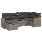 vidaXL Salon de jardin 6 Pièces avec coussins gris résine tressée