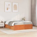 vidaXL Lit avec matelas cire marron 140x200 cm bois massif de pin