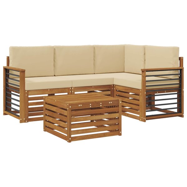 vidaXL Ensemble de canapés d'extérieur 5 pc Naturel et Beige Polyester
