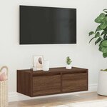 vidaXL Meuble TV avec lumières LED chêne marron 75x35 5x25 cm