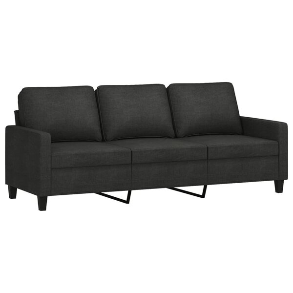 vidaXL Canapé à 3 places Noir 180 cm Tissu
