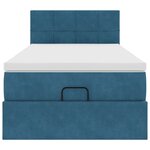 vidaXL Cadre de lit ottoman avec matelas bleu foncé 100x200 cm velours