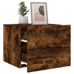 vidaXL Tables de chevet murales avec lumières LED 2 Pièces chêne fumé