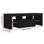 vidaXL Meuble TV avec lumières LED noir 120x35x40 cm
