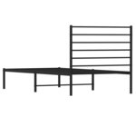 vidaXL Cadre de lit métal avec tête de lit noir 100x190 cm