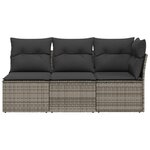 vidaXL Canapé de jardin avec coussins 3 places gris résine tressée