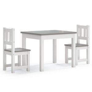 vidaXL Ensemble de table et chaises enfants 3 Pièces Blanc et gris MDF