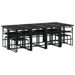 vidaXL Ensemble à manger de jardin avec coussins 13 Pièces noir textilène