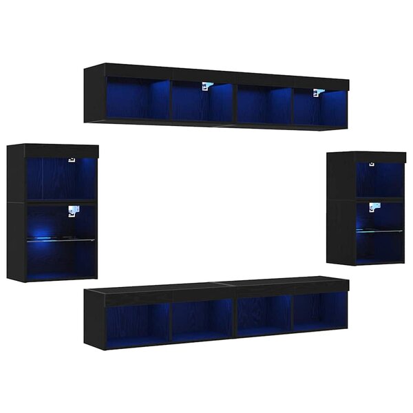vidaXL Centre de divertissement 8 Pièces Chêne noir 40 x 28.5 x 40 cm