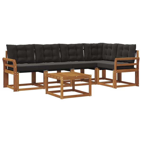 vidaXL Ensemble de canapés d'extérieur 6 pc Naturel et Noir