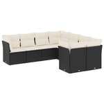 vidaXL Salon de jardin 8 Pièces avec coussins noir résine tressée