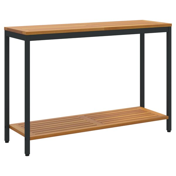 vidaXL Table d'extérieur Naturelle et Noire 35x110x75 cm en Bois Massif et Acier