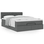 vidaXL Lit ottoman avec matelas gris foncé 140x190 cm tissu