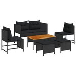 vidaXL Ensemble de canapé de jardin 6 Pièces Noir polyrotin