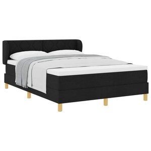 vidaXL Lit à ressorts avec matelas Noir 160 x 200 cm tissu
