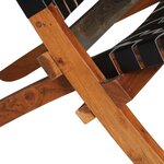 vidaXL Chaise pliable bandes croisées noir cuir véritable