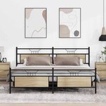 vidaXL Cadre de lit en métal sans matelas chêne sonoma 200x200 cm
