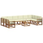 vidaXL Ensemble de canapés d'extérieur 11 pc Naturel et Crème