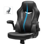 Chaise de bureau fauteuil gamer siège ergonomique pivotant avec accoudoirs rabattables hauteur réglable et inclinaison libre charge 150 kg noir 12_0004865
