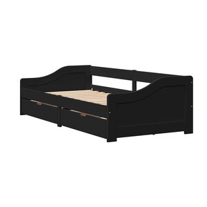 vidaXL Lit de jour avec 2 tiroirs sans matelas IRUN noir 90x200 cm