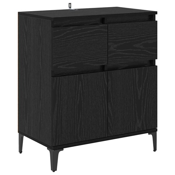 vidaXL Buffet Chêne noir 60 x 35 x 70 cm Bois d'ingénierie et fer