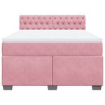 vidaXL Sommier à lattes de lit avec matelas Rose 140x200 cm Velours