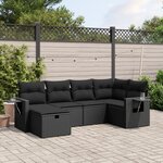 vidaXL Salon de jardin 6 Pièces avec coussins noir résine tressée