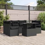 vidaXL Ensemble de canapé de jardin 7 Pièces Noir Poly rotin