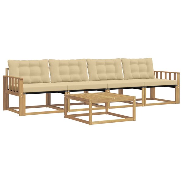 vidaXL Ensemble de canapés d'extérieur 5 pc Blanc et Beige