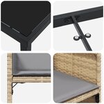 vidaXL Set de 5 chaises de salle à manger de jardin avec coussins beige rattan poly