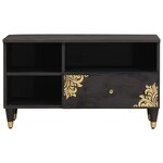vidaXL Meuble TV Noir 80 x 33 x 46 cm Bois de mangue massif