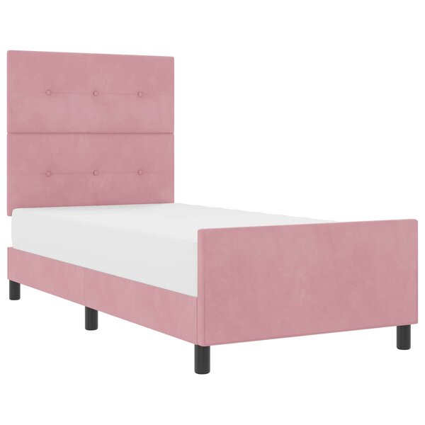 vidaXL Lit à ressorts avec tête de lit Rose 90 x 200 cm Velours